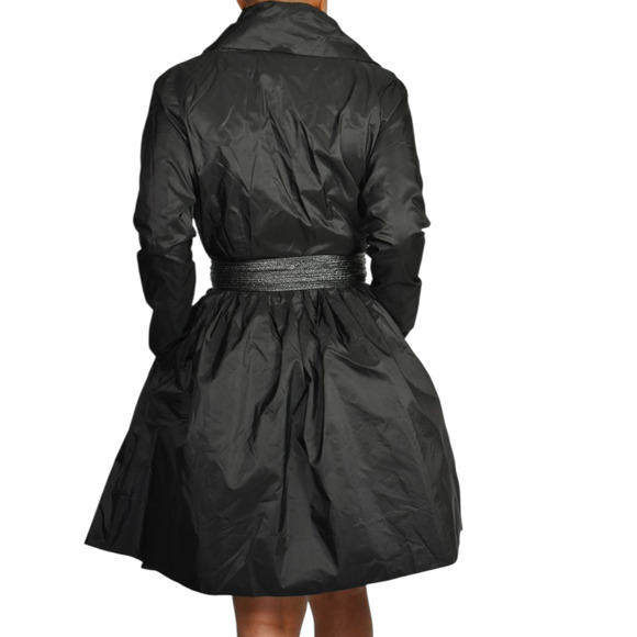 Catherine Regehr Silk Dress Black Wrap Taffeta Shawl Collar Crinoline Medium - Picture 3 of 16